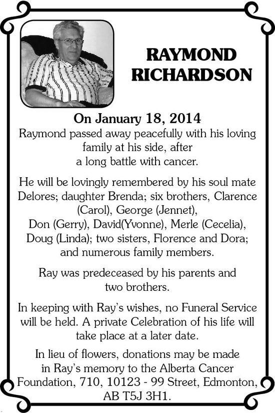 Raymond Richardson Obituary Fairview Post 5444