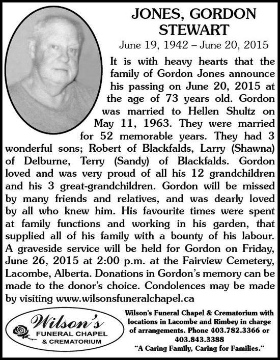 Gordon Jones Obituary Globe