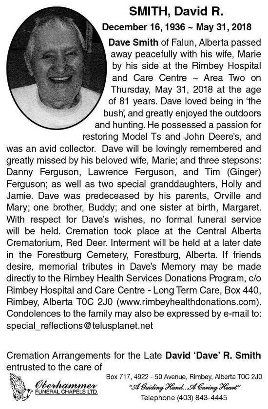 David Smith Obituary Wetaskiwin Times
