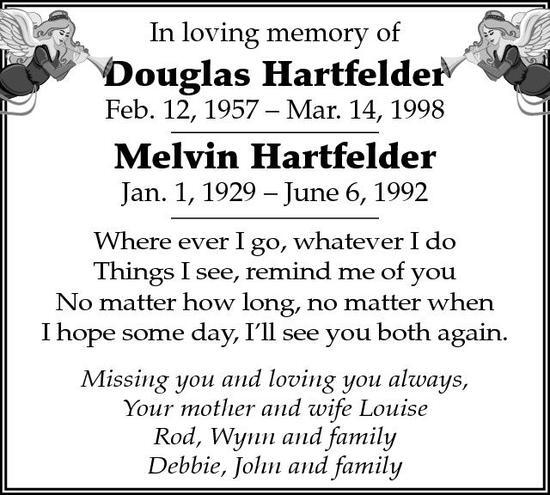 Douglas Hartfelder, Obituary