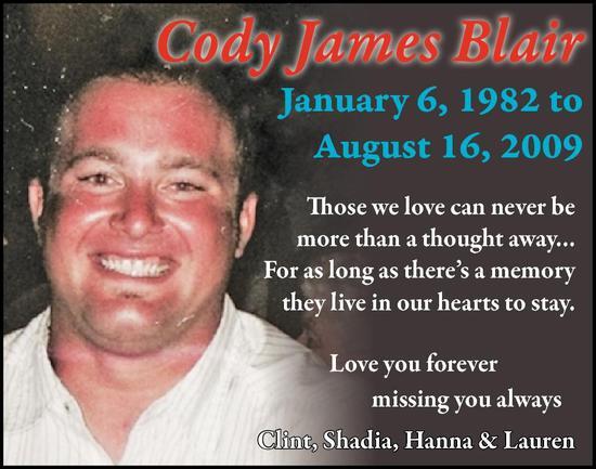 Cody Blair | Obituary | Leduc Rep