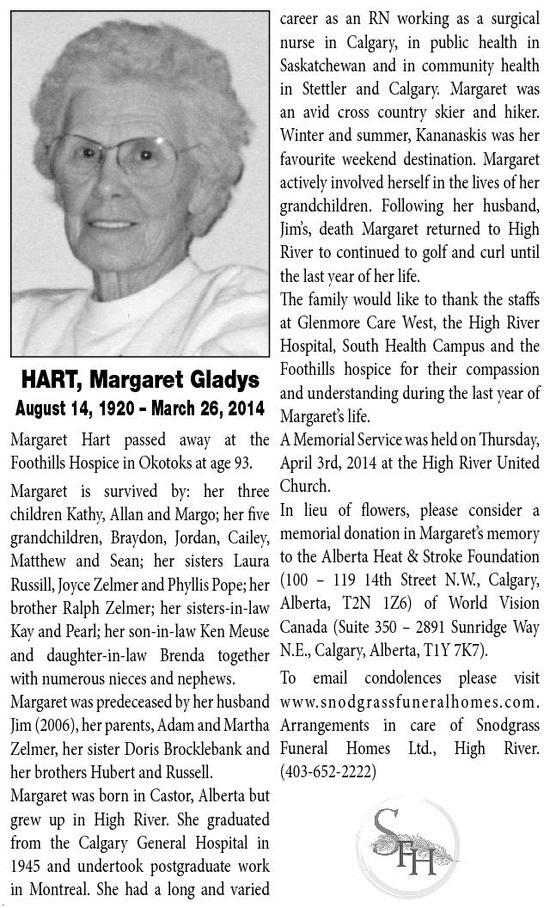 Margaret Hart | Obituary | High River Times