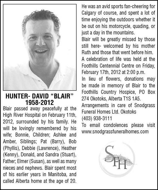 David Hunter Obituary High River Times