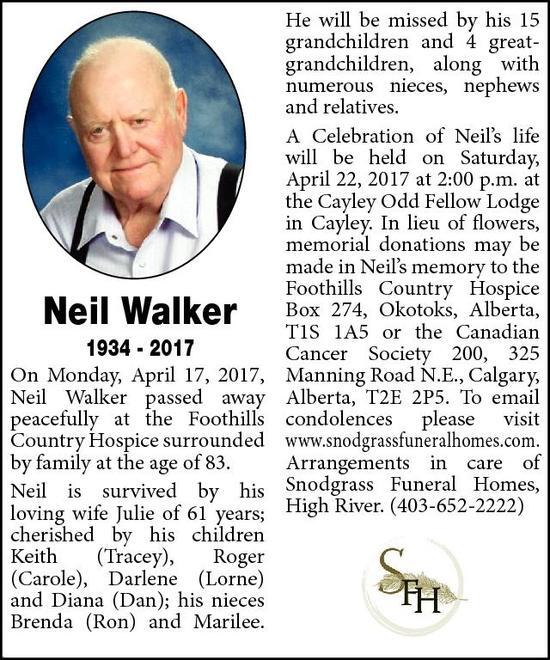 Neil Walker, Obituary