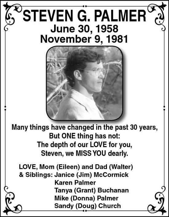 Steven G Palmer Obituary Goderich Signal Star 0209