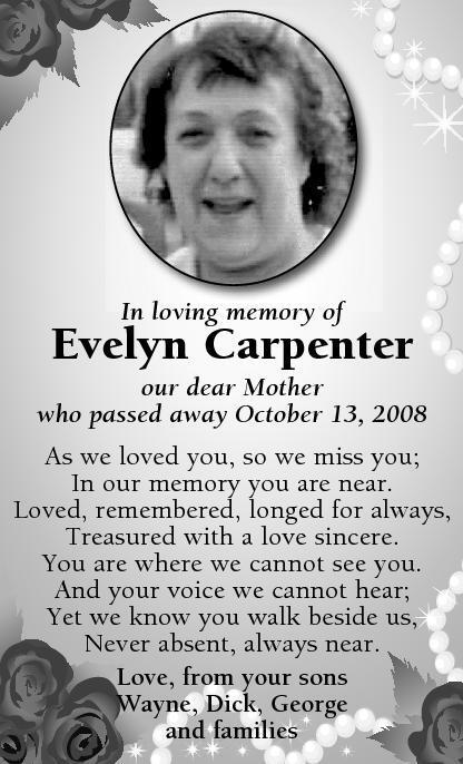 Evelyn Carpenter | Obituary | North Bay Nugget