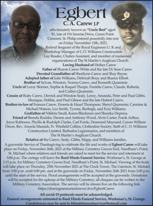 EGBERT C A CAREW JP Obituary Nation News