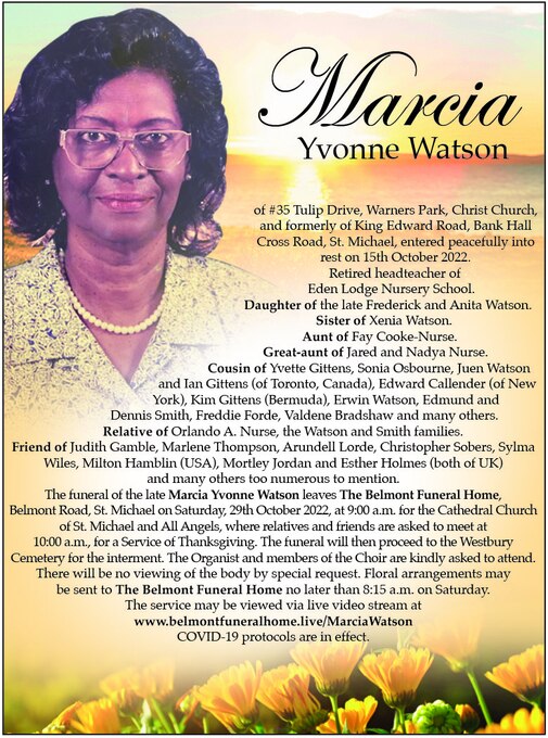 Marcia Watson | Obituary | Nation News