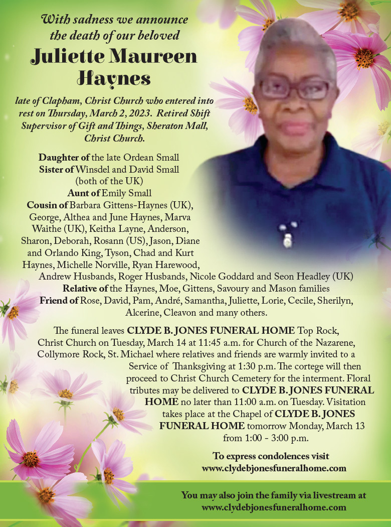 Juliette Haynes | Obituary | Nation News