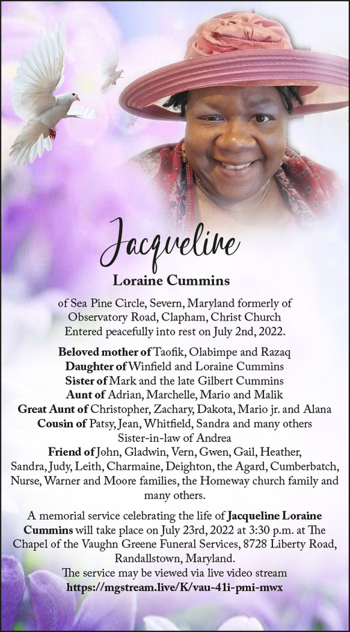 JACQUELINE LORAINE CUMMINS Obituary Nation News