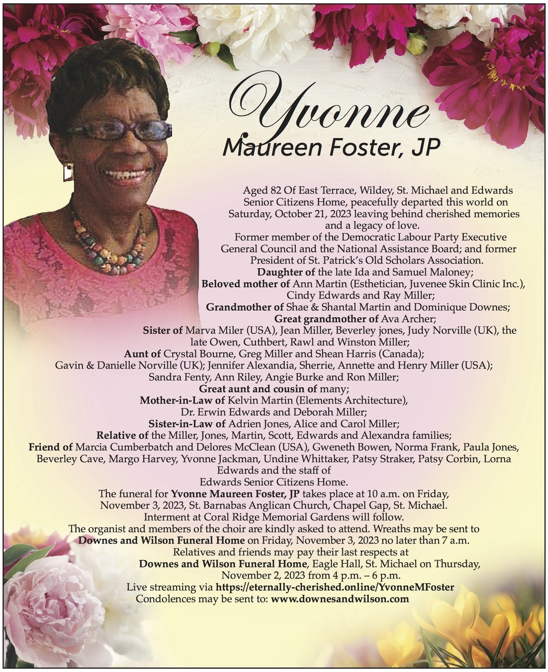 Yvonne Foster | Obituary | Nation News