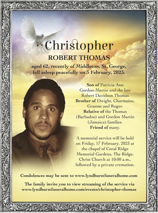 Christopher Thomas Obituary Nation News