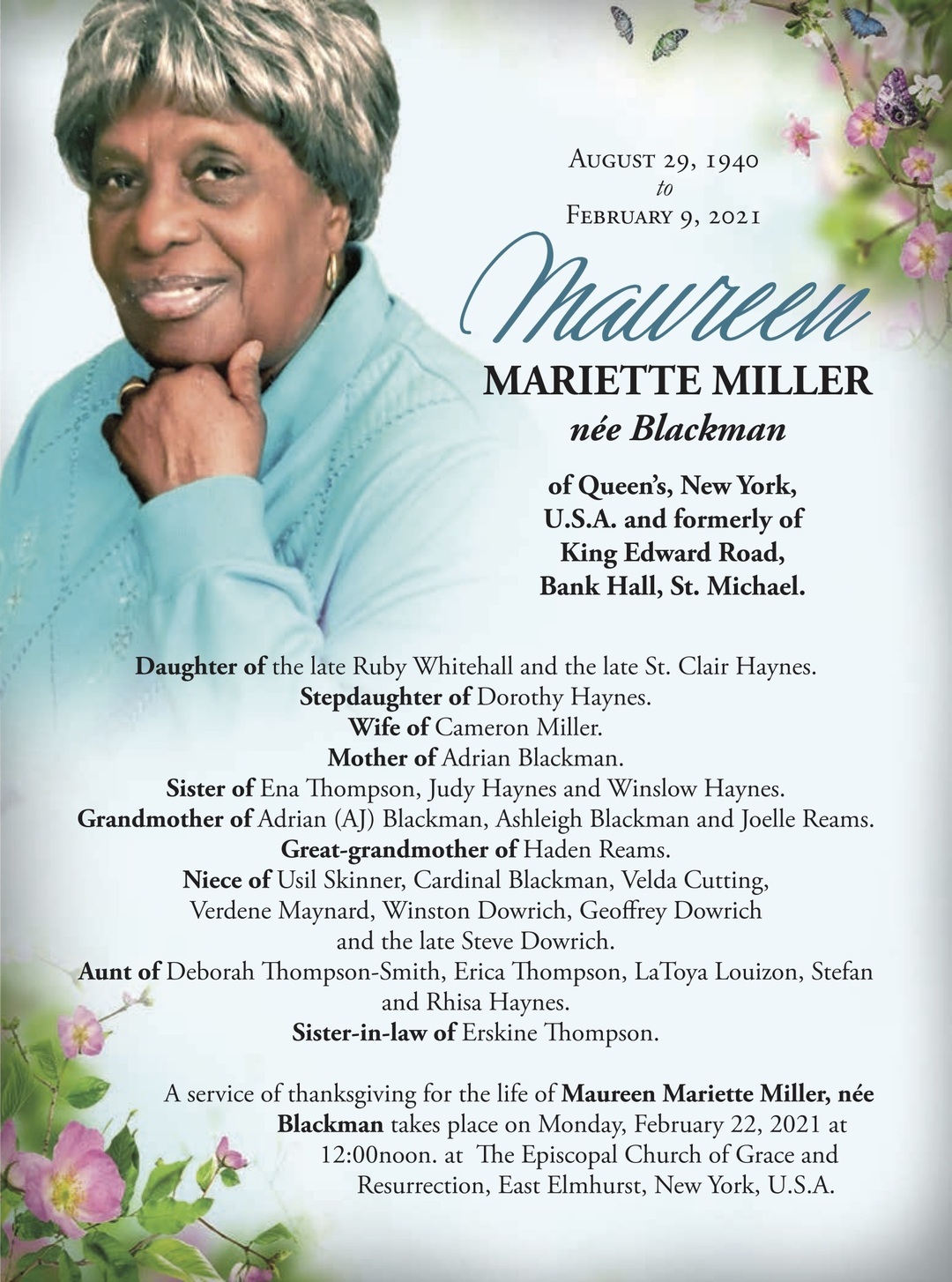 Maureen Miller | Obituary | Nation News