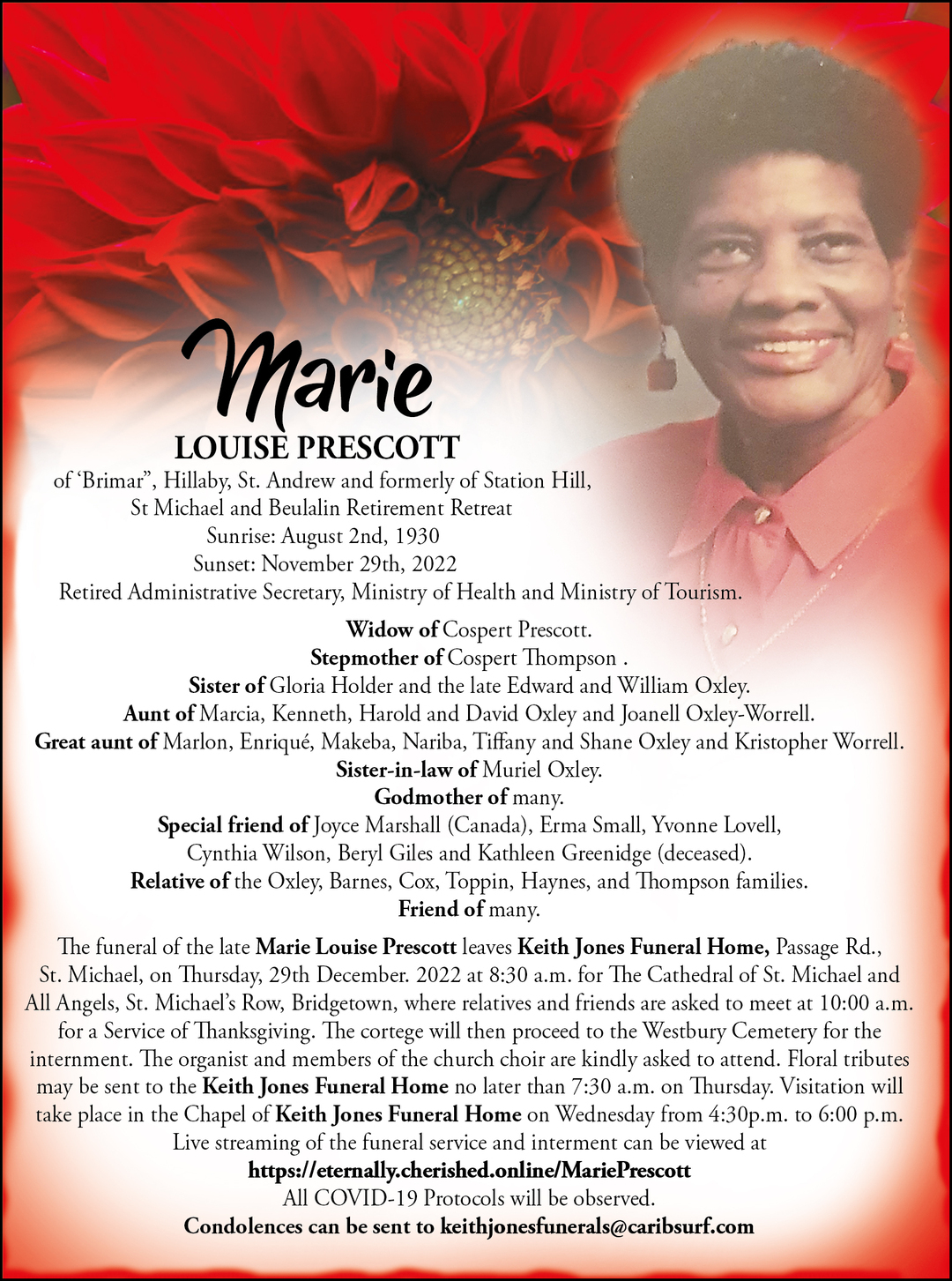 Marie Prescott | Obituary | Nation News