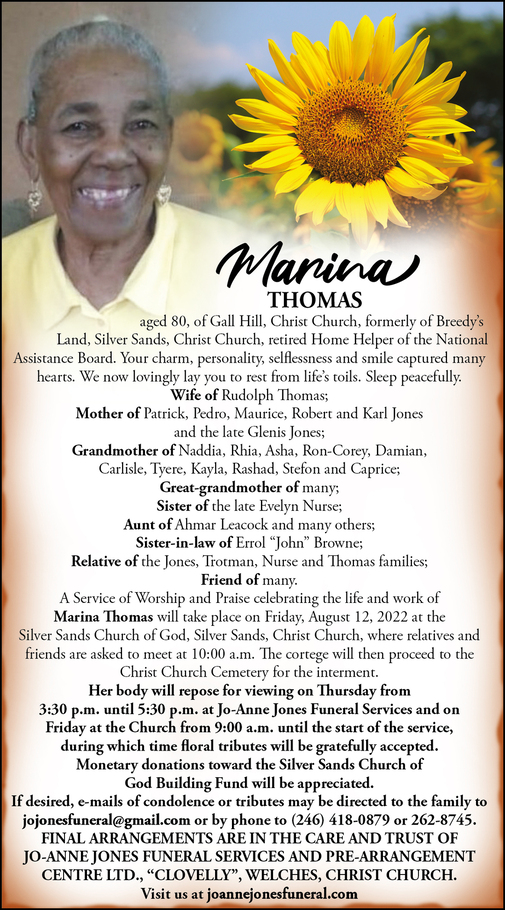 Marina Thomas | Obituary | Nation News