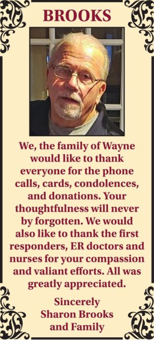 Wayne BROOKS, Obituary